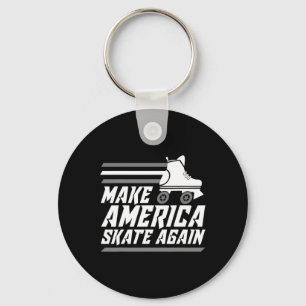 Funny Make America Skate Again Gift Roller Skater Keychain