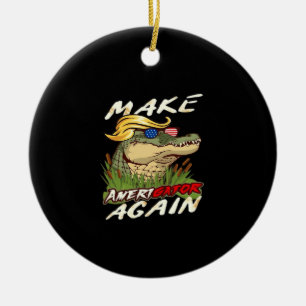 Funny Make Amerigator Again Donald Parody American Ceramic Ornament