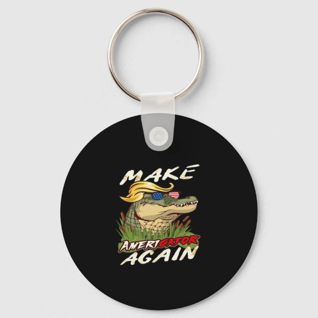 Funny Make Amerigator Again Donald Parody American Keychain (Front)