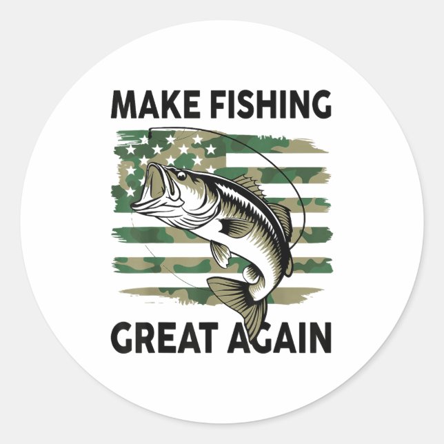 Funny Make Fishing Great Again Camo B Fish America Classic Round Sticker (Front)
