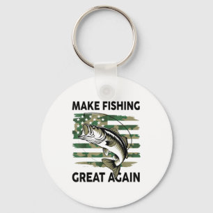 Funny Make Fishing Great Again Camo B Fish America Keychain