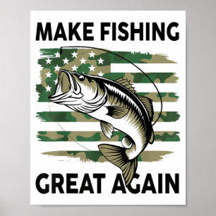 Funny Make Fishing Great Again Camo B Fish America Poster