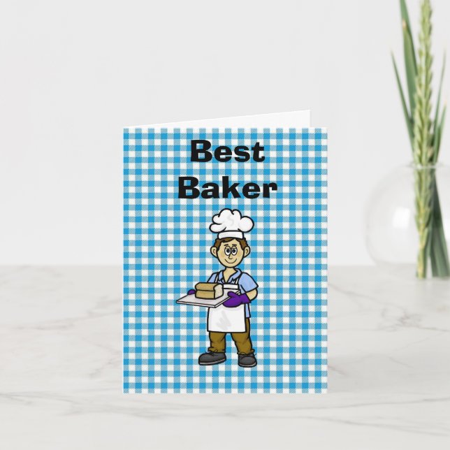 Funny Male Best Baker Compliment Greeting Card (Front)