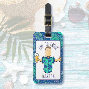  Funny Male Cartoon Tropical Vacation Luggage Tag