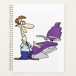 Funny Male Dentist and Purple Dental Chair Planner