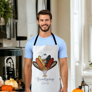 Funny Male Turkey Chef Friendsgiving Cooking Apron