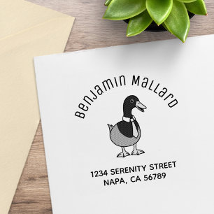 Funny Mallard Duck Collar Necktie Arch Address Rubber Stamp
