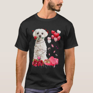 Funny Maltese Rose Heart Happy Valentine Day Dog M T-Shirt
