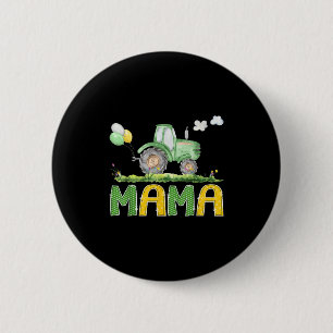 Funny Mama Birthday Boy Tractor Farm Truck Matchin 2 Inch Round Button