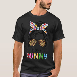Funny Mama Bunny Leopard Messy Bun Easter Day Fami T-Shirt