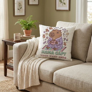 Funny Mama Capy Mother's Day Tired Mom Gift Throw Pillow