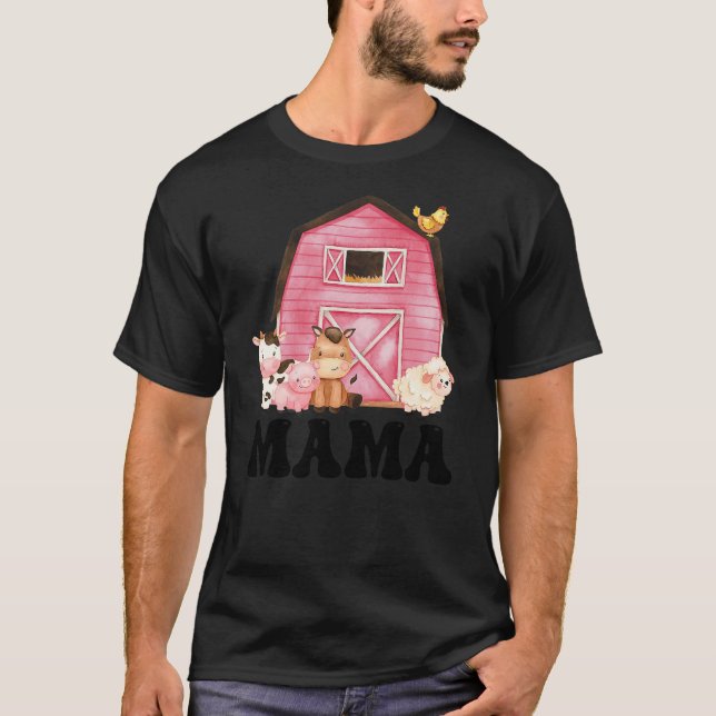 Funny Mama Farm Animals Birthday Theme Matching Fa T-Shirt (Front)