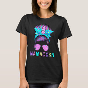 Funny Mamacorn Unicorn Messy Bun Mom Mother's Day  T-Shirt