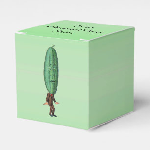 Funny Man Big Pickle Head Brown Suit Green Favor Box
