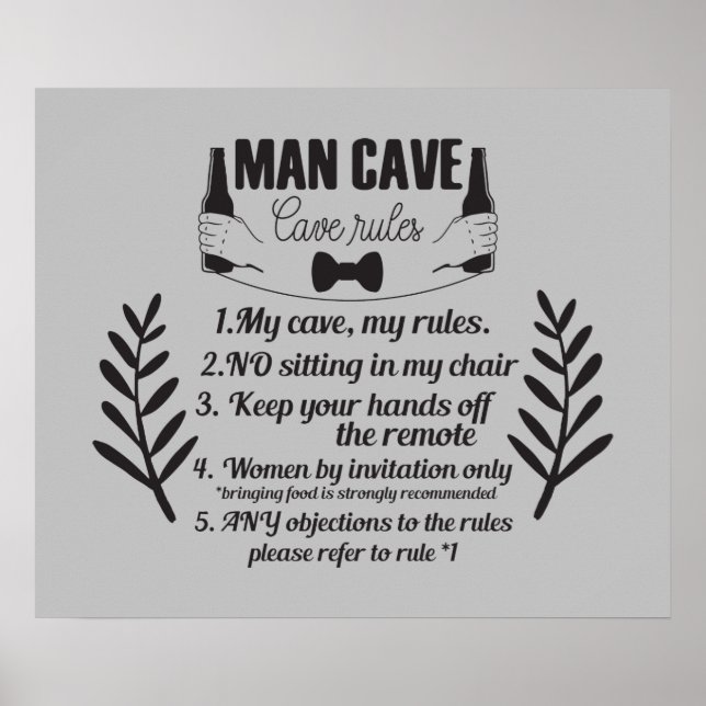 Funny Man cave Accueil bar mot art Poster (Devant)