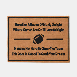 Funny Man Cave Football Brown Rustic Minimalist Doormat