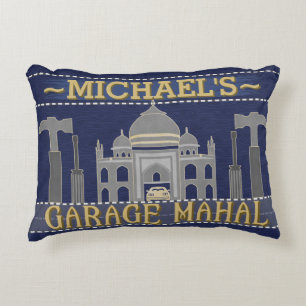 Funny Man Cave Garage Mahal   Personalized Decorative Pillow