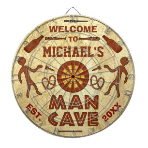 Funny Man Cave with Your Name Custom Dartboard