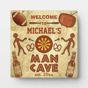 Funny Man Cave with Your Name Custom Plaque