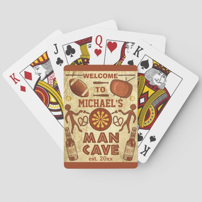 Funny Man Cave with Your Name Custom Playing Cards (Back)