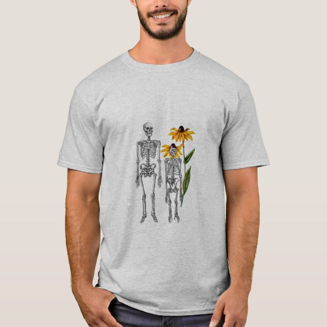 Funny Man Chimpanzee Skeleton Black Eyed Susan T-Shirt (Front)