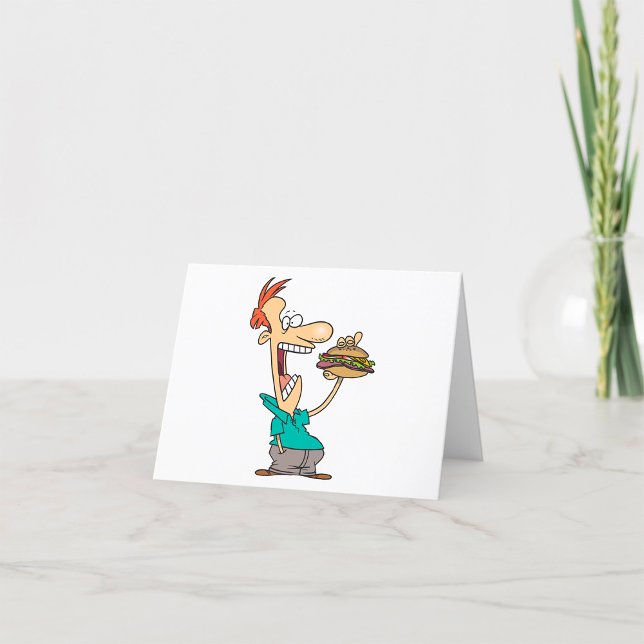 Funny Man Eating A Sandwich Thank You Card (Creator Uploaded)