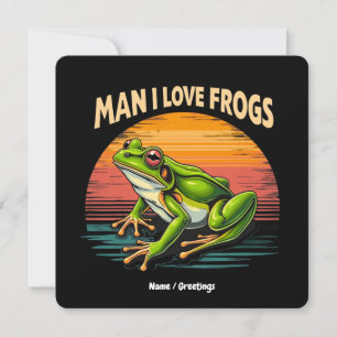 Funny Man I Love Frogs Retro Frog Lovers Cute Invitation