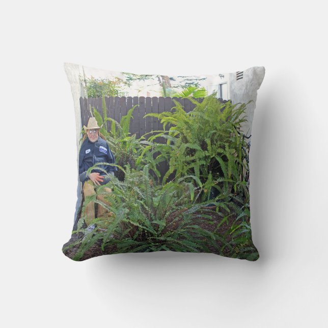 Funny Man In the Garden Pillow! Throw Pillow (Front)