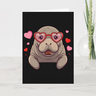 Funny Manatee Heart Chocolate Valentine Womens Men Card