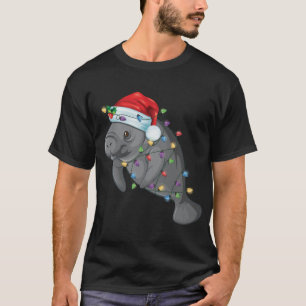 Funny Manatee In Santa Hat Manatee Christmas Pajam T-Shirt