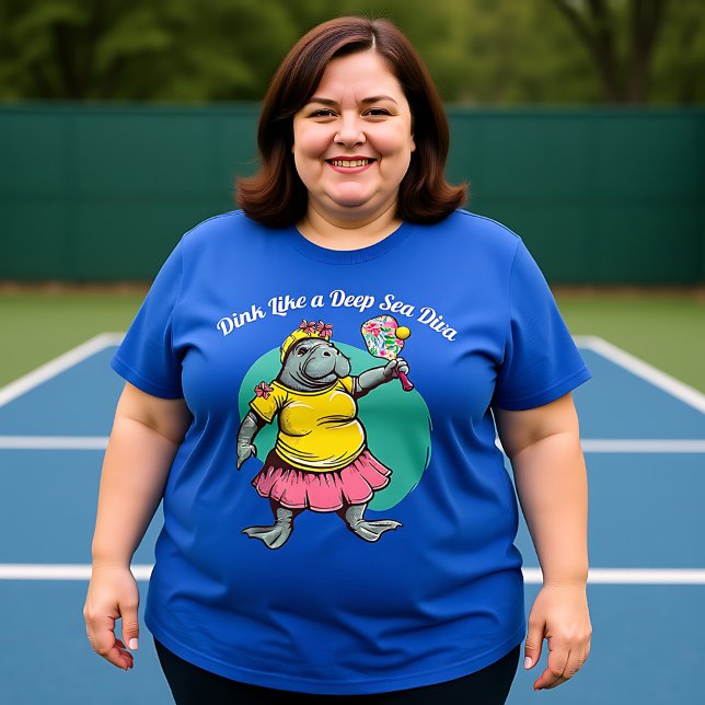 Funny Manatee Pickleball T-Shirt (Funny Manatee Pickleball T-Shirt, custom text)