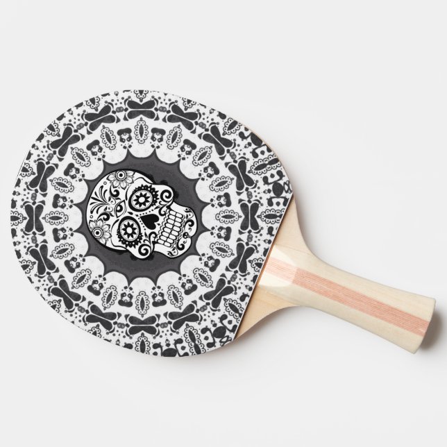 funny Mandala Skull Ping Pong Paddle (Side)