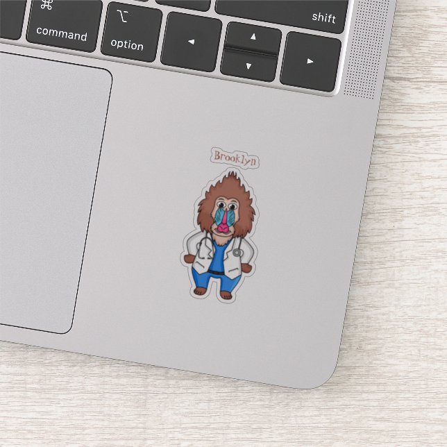 Funny mandrill doctor cartoon illustration (Detail)