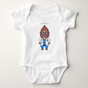 Funny mandrill doctor cartoon illustration baby bodysuit