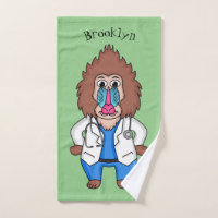 Funny mandrill doctor cartoon illustration