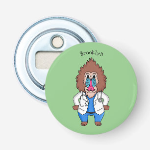 Funny mandrill doctor cartoon illustration bottle opener