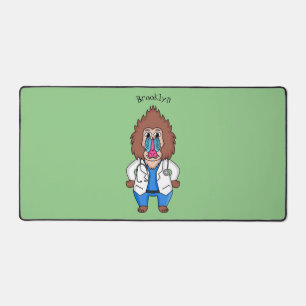 Funny mandrill doctor cartoon illustration desk mat