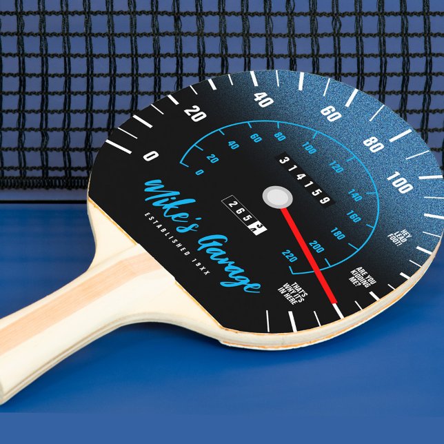 Funny Manly Car Odometer Speedometer Blue Glitter Ping Pong Paddle (Zazzle Funny Manly Car Odometer Speedometer Blue Glitter Ping Pong Paddle Cover Photo)