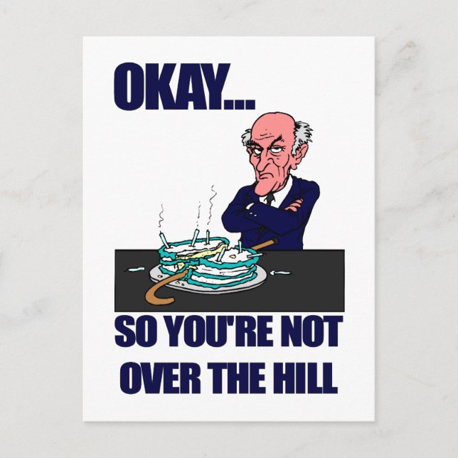 Funny Man's Over the Hill Birthday Postcard (Front)