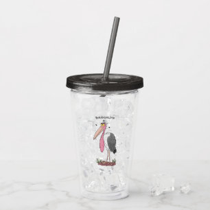 Funny marabou stork cartoon acrylic tumbler