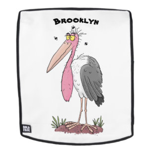 Funny marabou stork cartoon backpack
