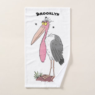 Funny marabou stork cartoon bath towel set