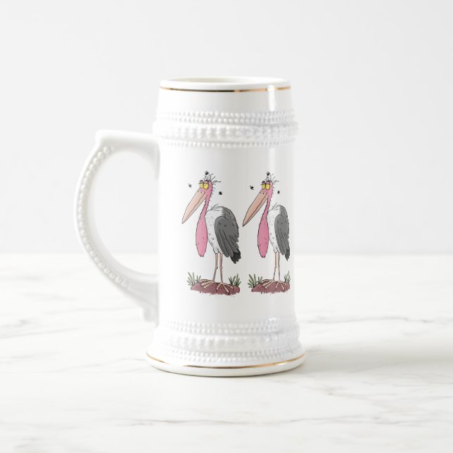 Funny marabou stork cartoon beer stein (Left)