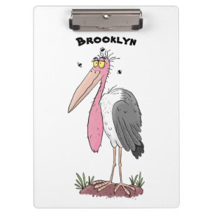 Funny marabou stork cartoon clipboard