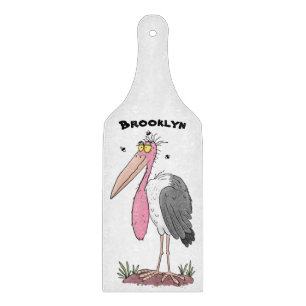 Funny marabou stork cartoon cutting board