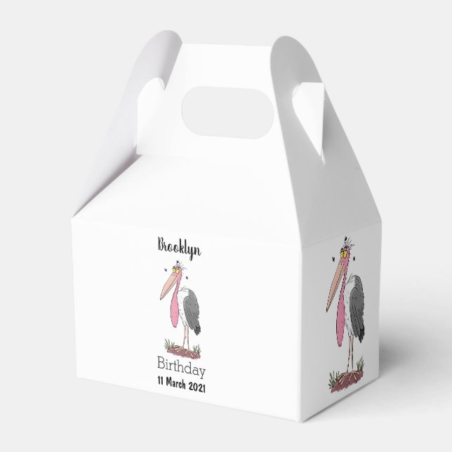 Funny marabou stork cartoon favor box (Front Side)