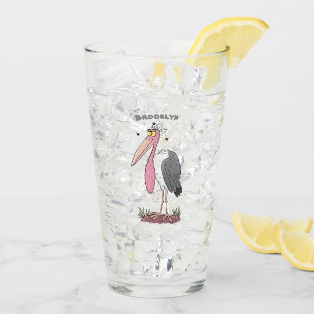 Funny marabou stork cartoon glass (Back Ice)