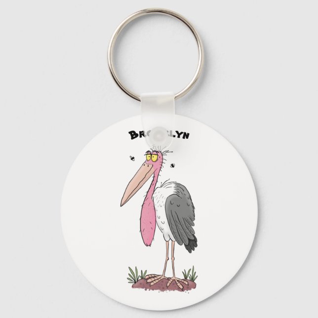 Funny marabou stork cartoon keychain (Front)