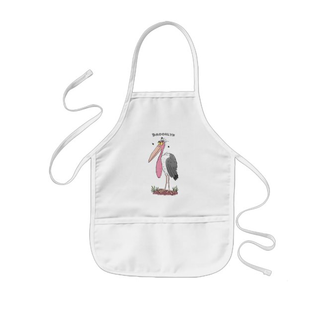 Funny marabou stork cartoon kids apron (Front)