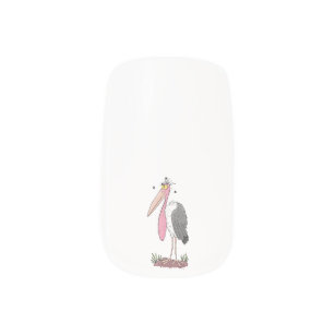 Funny marabou stork cartoon minx nail art